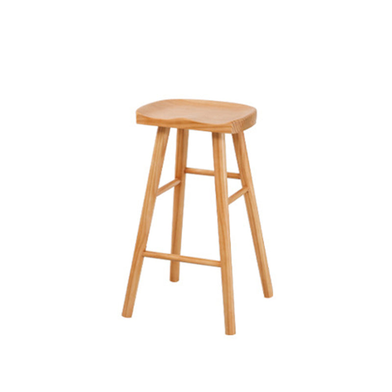 Industrial Bar Stools Solid Wood Armless Barstool in Natural