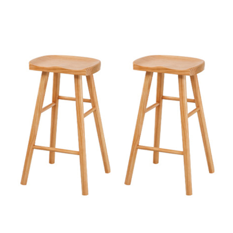 Industrial Bar Stools Solid Wood Armless Barstool in Natural