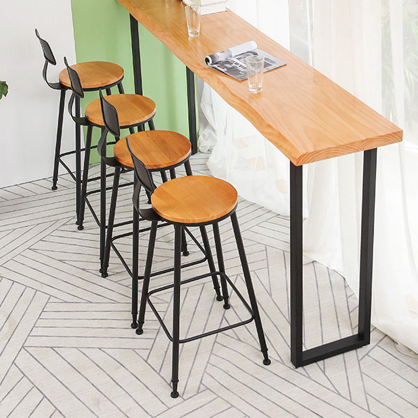 Industrial Bar Stools Solid Wood Armless Barstool in Natural