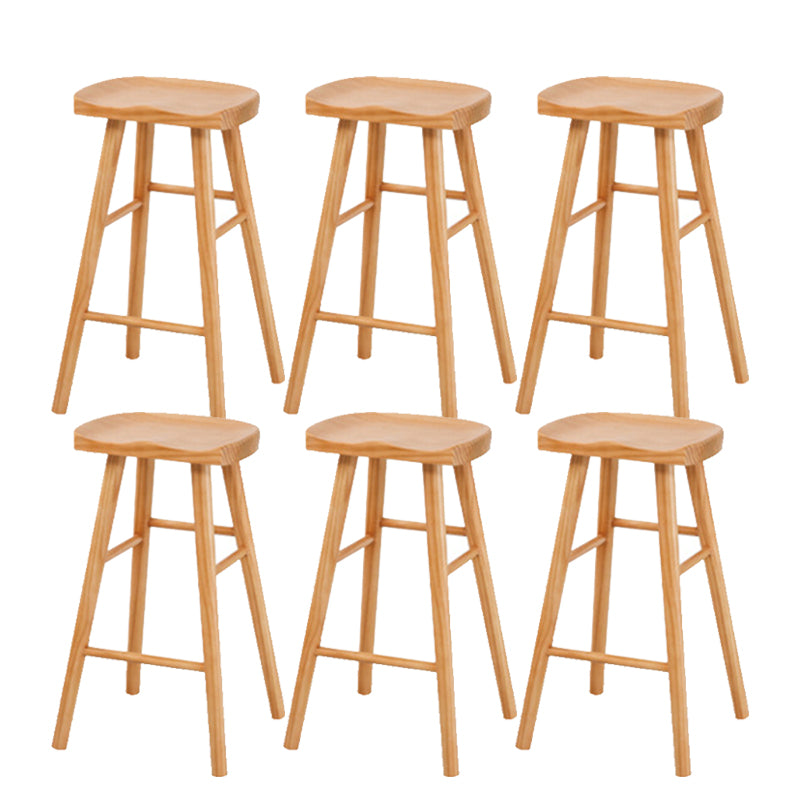 Industrial Bar Stools Solid Wood Armless Barstool in Natural