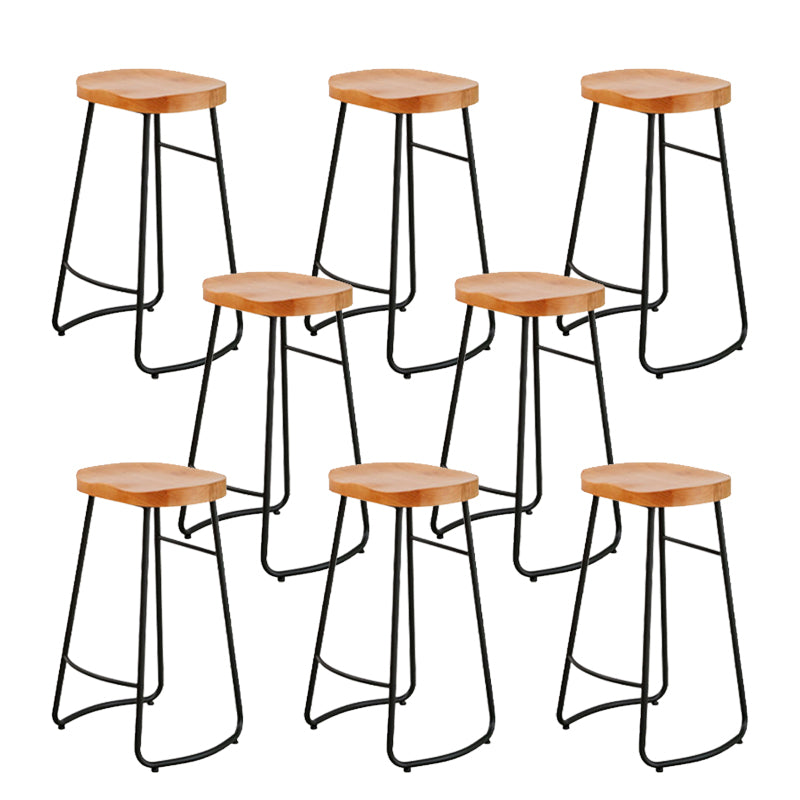 Industrial Bar Stools Solid Wood Armless Barstool in Natural
