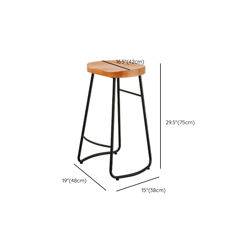 Industrial Bar Stools Solid Wood Armless Barstool in Natural