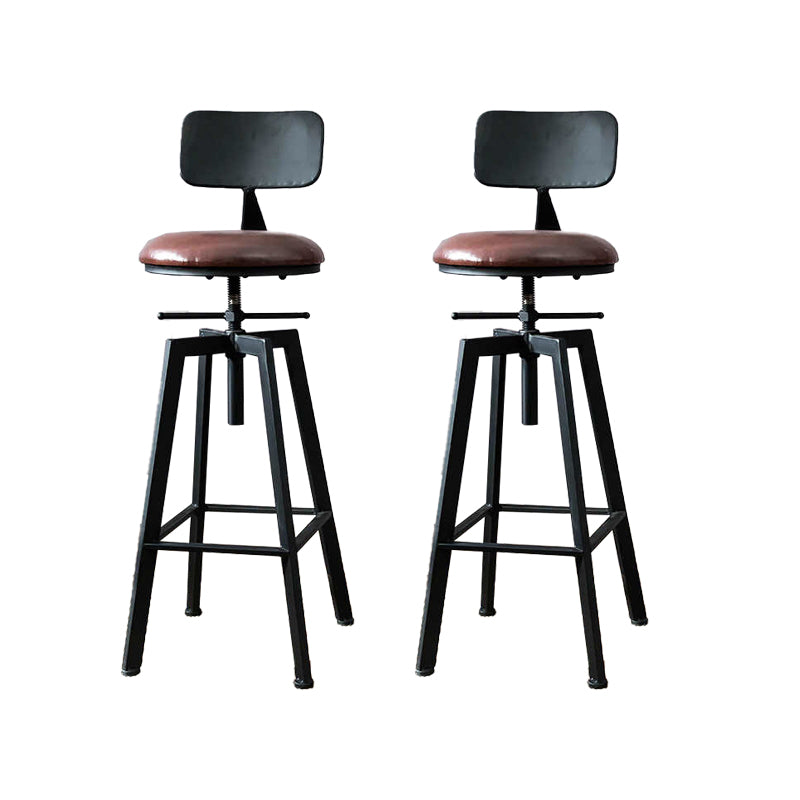 Industrial Adjustable Height Bar Stool Iron Frame Stool in Black