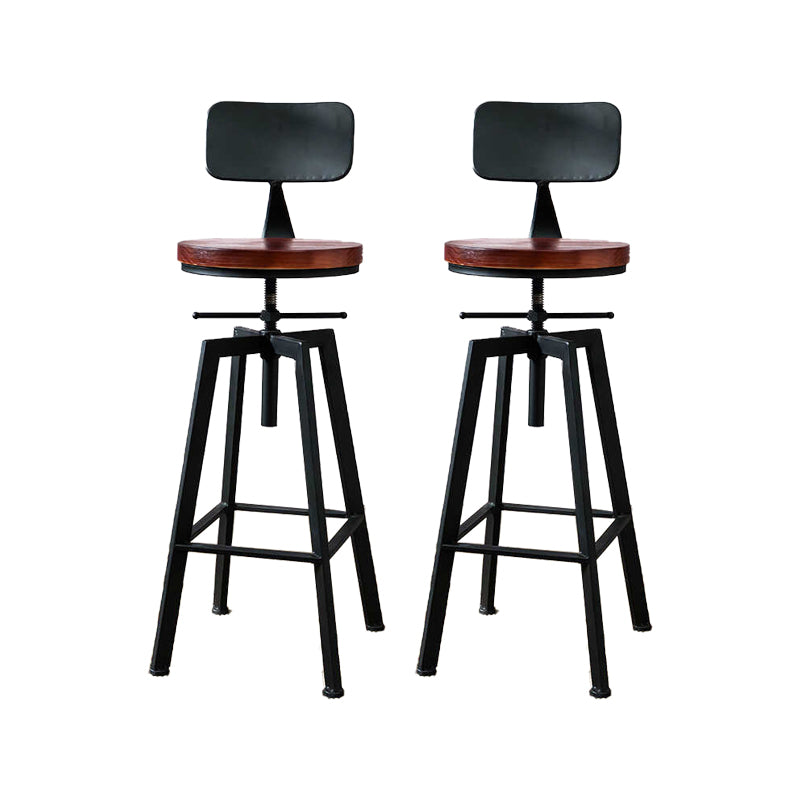 Industrial Adjustable Height Bar Stool Iron Frame Stool in Black