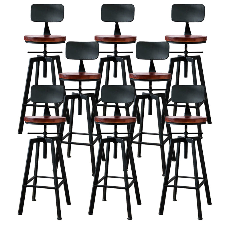 Industrial Adjustable Height Bar Stool Iron Frame Stool in Black