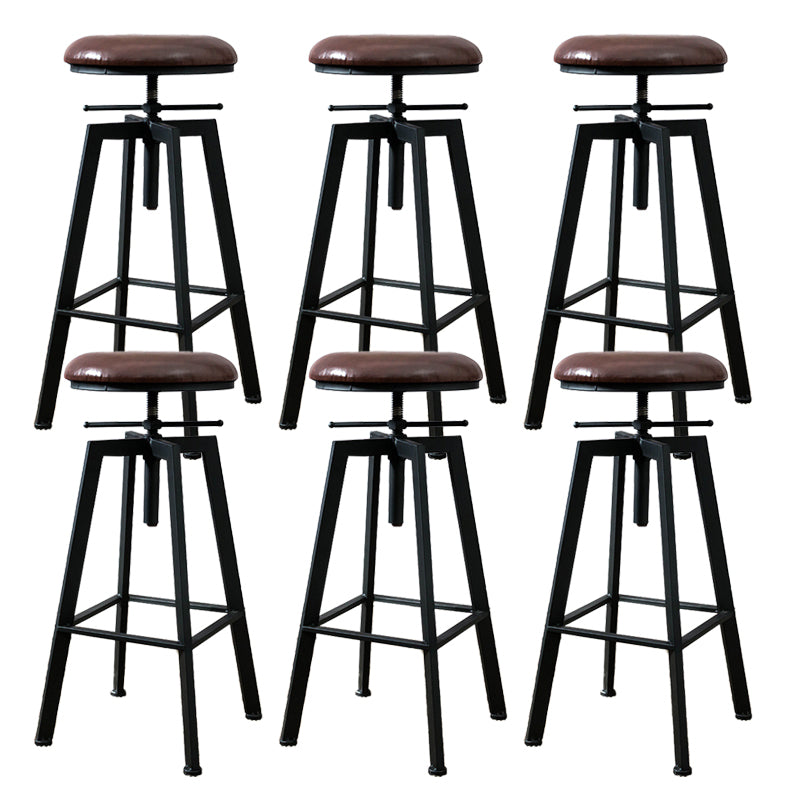 Industrial Adjustable Height Bar Stool Iron Frame Stool in Black