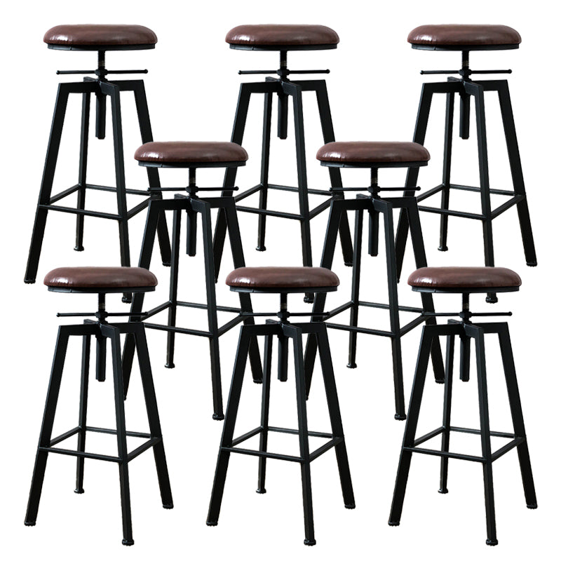 Industrial Adjustable Height Bar Stool Iron Frame Stool in Black