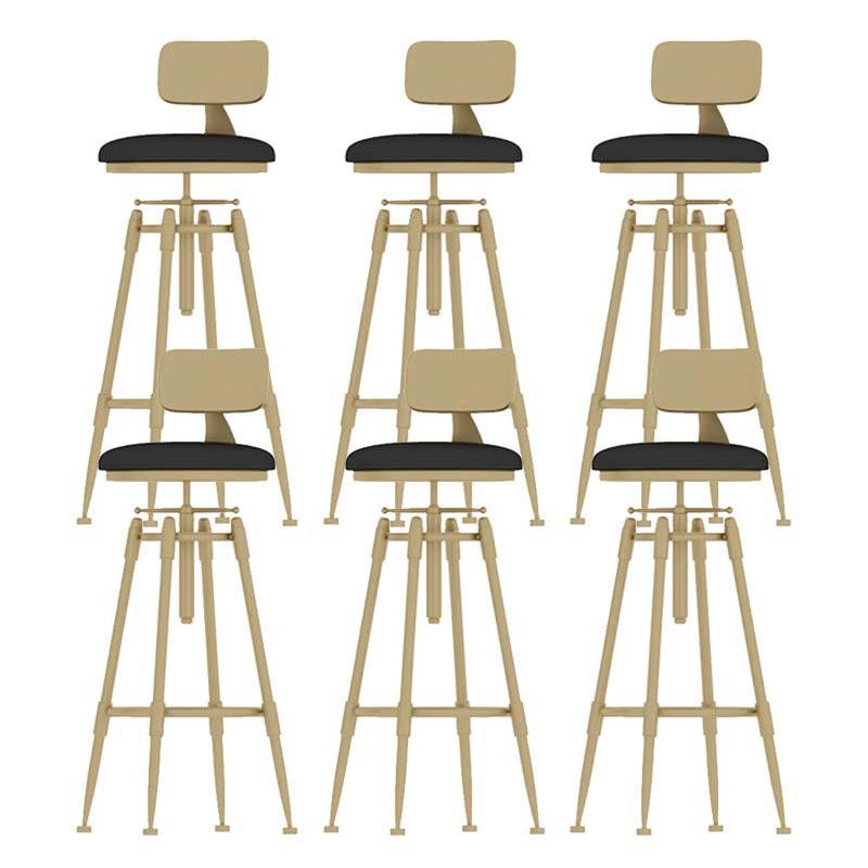 Metal Adjustable Height Bar Stool Industrial Upholstered Bar Stools