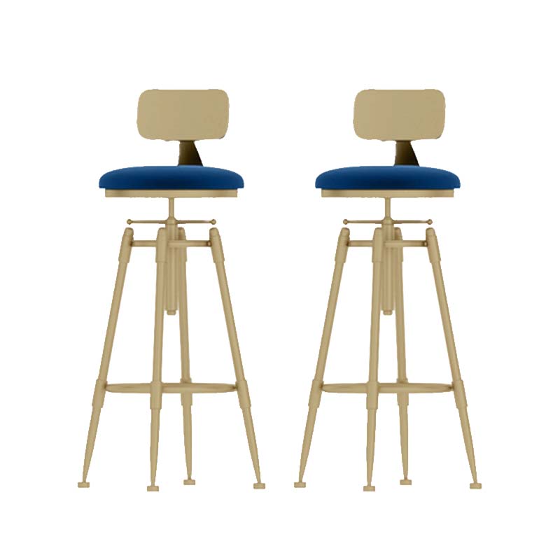 Metal Adjustable Height Bar Stool Industrial Upholstered Bar Stools