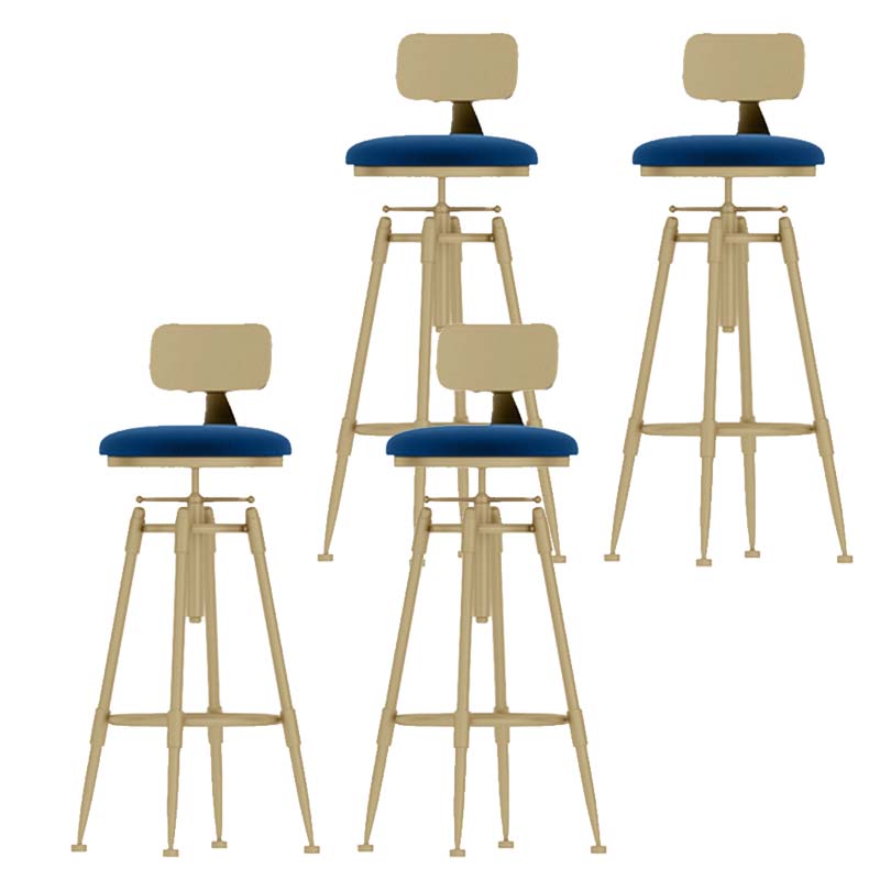 Metal Adjustable Height Bar Stool Industrial Upholstered Bar Stools