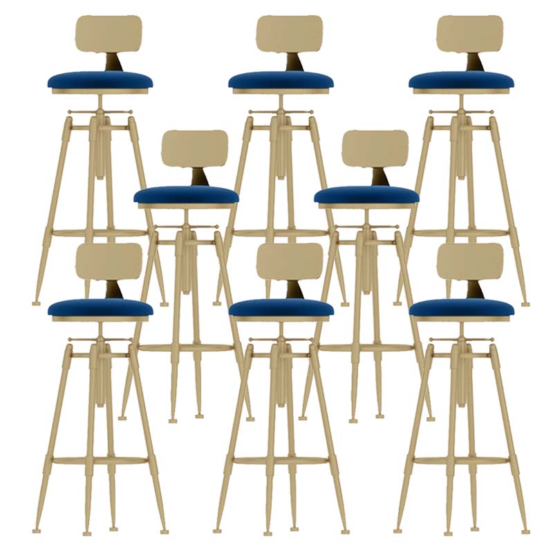Metal Adjustable Height Bar Stool Industrial Upholstered Bar Stools
