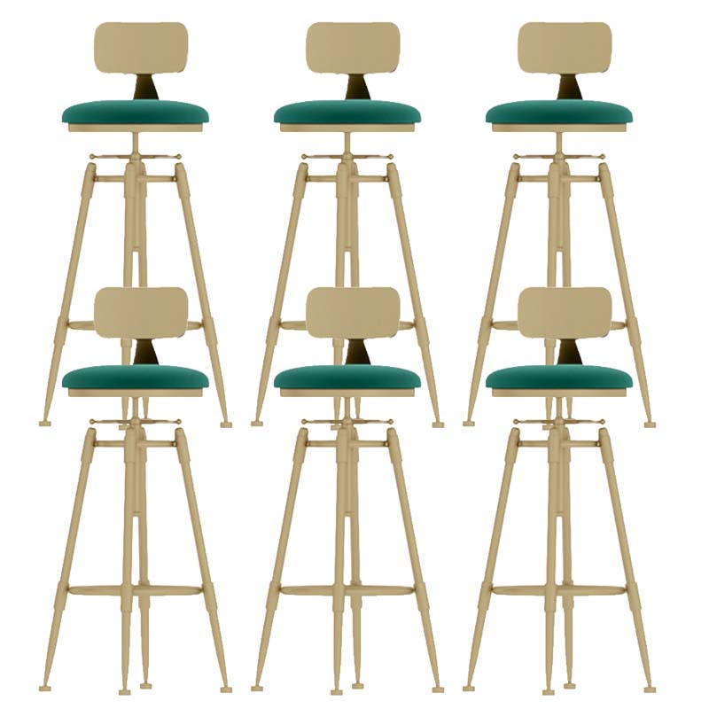 Metal Adjustable Height Bar Stool Industrial Upholstered Bar Stools