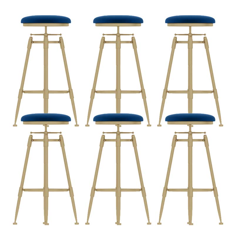 Metal Adjustable Height Bar Stool Industrial Upholstered Bar Stools