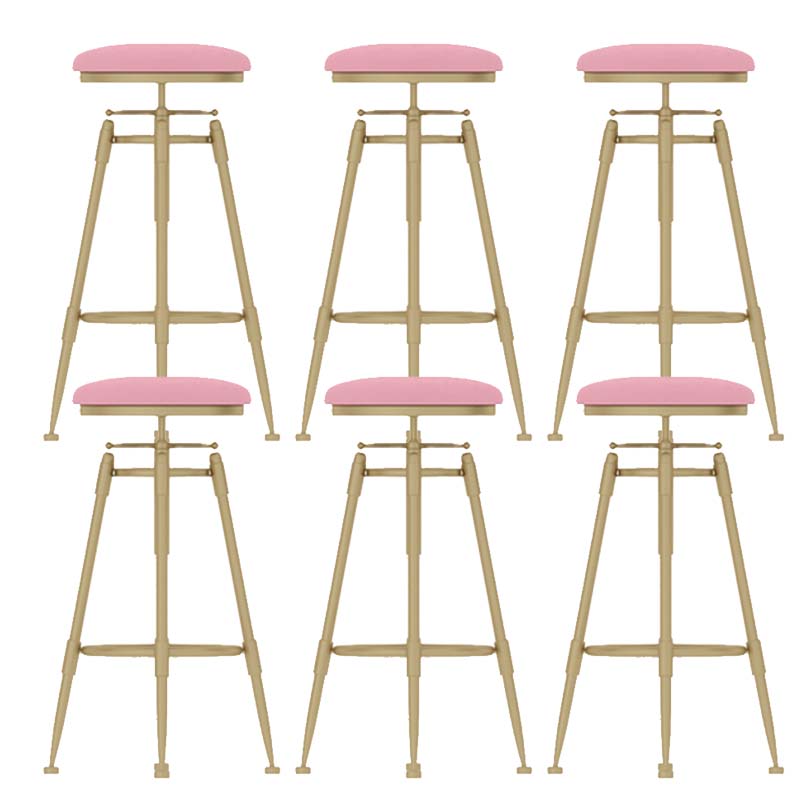 Metal Adjustable Height Bar Stool Industrial Upholstered Bar Stools