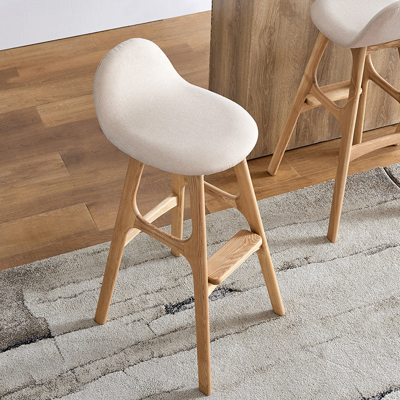 Ash Solid Wood Frame Armless Bar Stool Indoor Upholstered Bar Stool