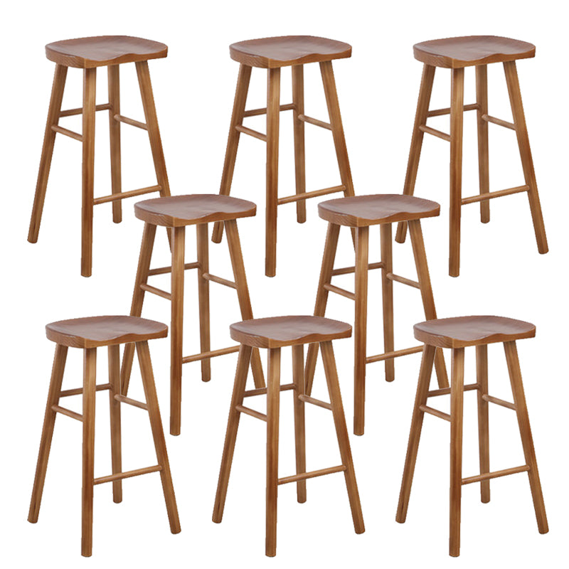Modern Solid Wood Bar Stool Backless Counter Stool for Restaurant
