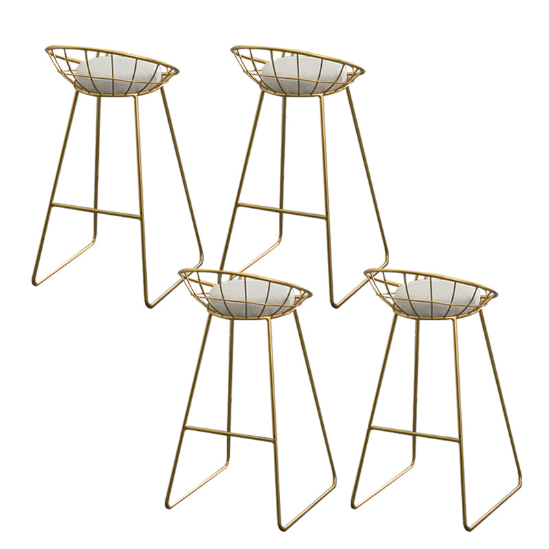 Contemporary Bar Stool White Cushion Barstool with Metal Legs