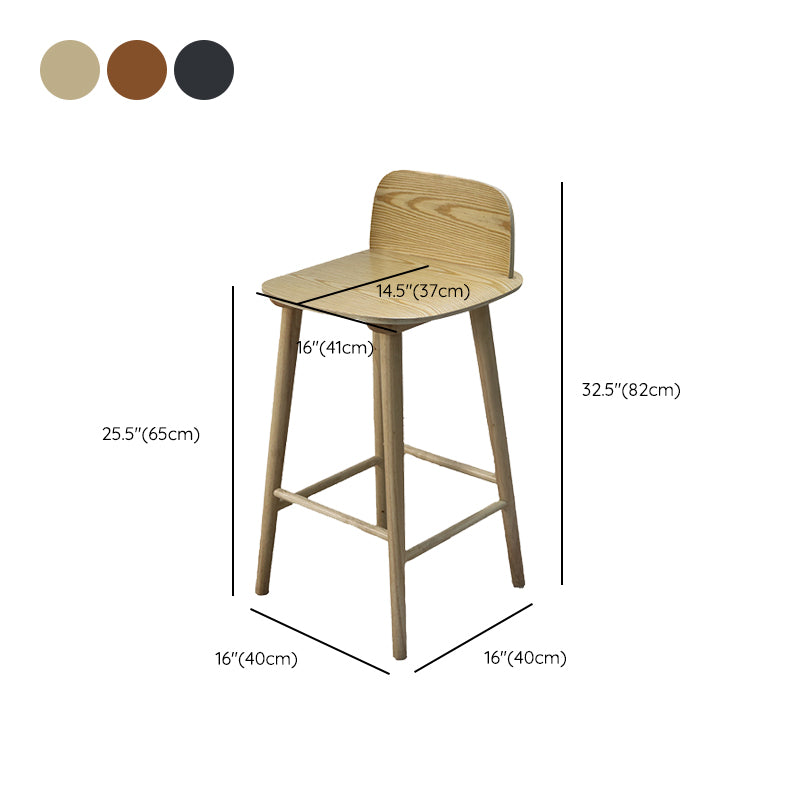 Contemporary Low Back Bar Stool Rubberwood Bar Stool for Indoor