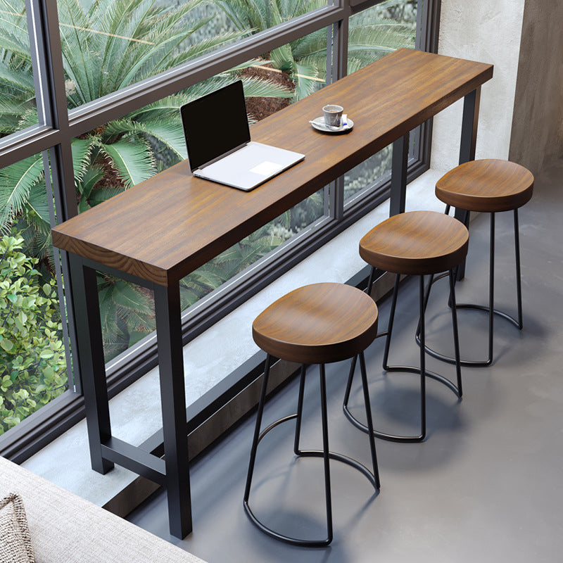 Solid Wood Dining Stools Contemporary Bar Stools with Footrest