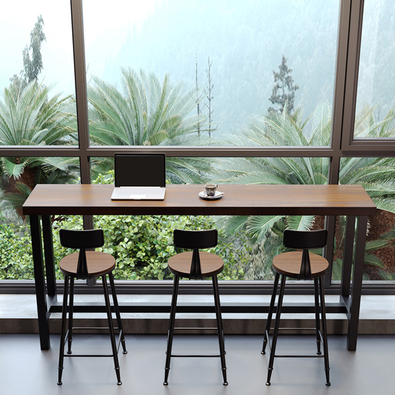 Solid Wood Dining Stools Contemporary Bar Stools with Footrest