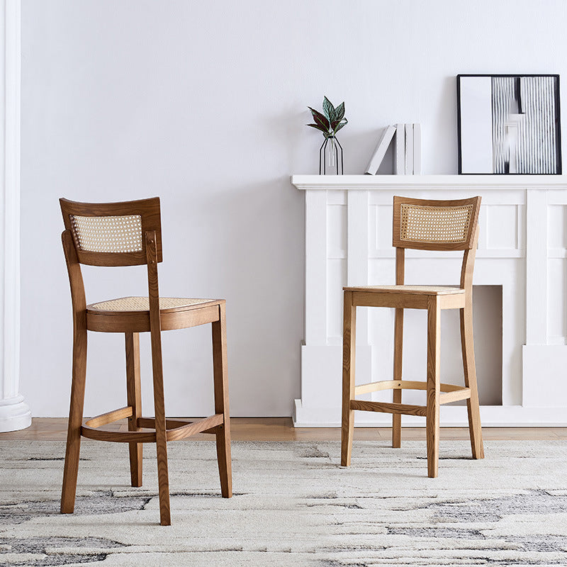 Solid Wood Living Room Barstool Contemporary Rattan Bar Stool