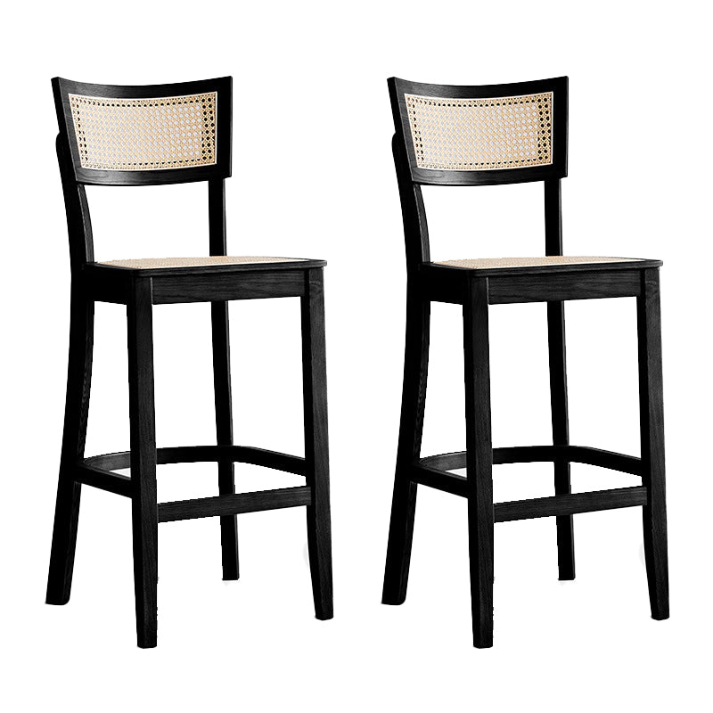 Solid Wood Living Room Barstool Contemporary Rattan Bar Stool