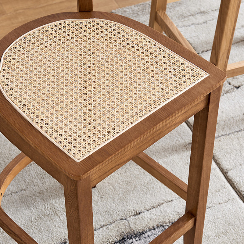 Solid Wood Living Room Barstool Contemporary Rattan Bar Stool