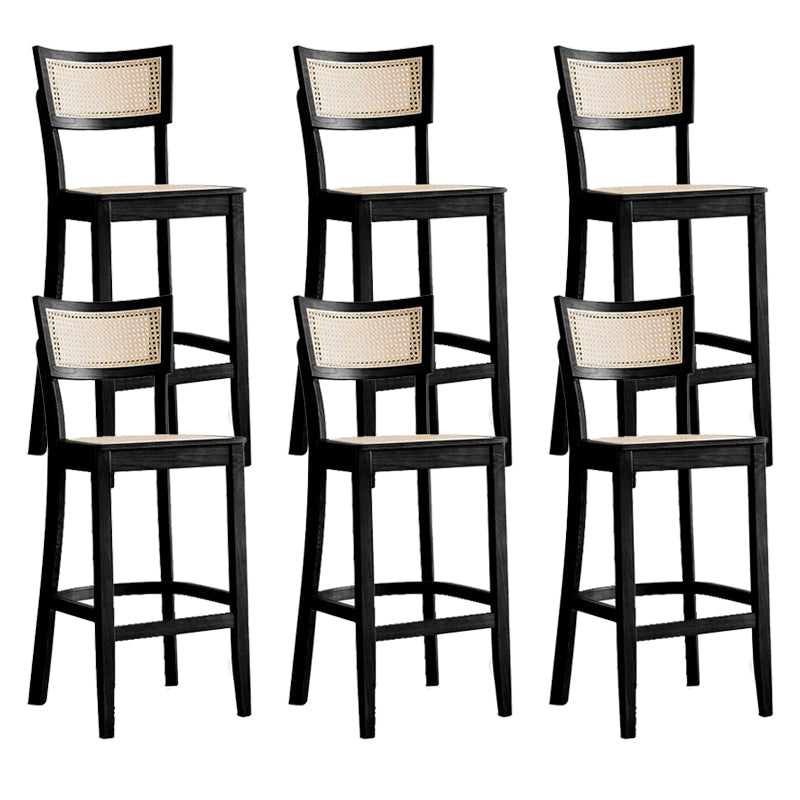 Solid Wood Living Room Barstool Contemporary Rattan Bar Stool