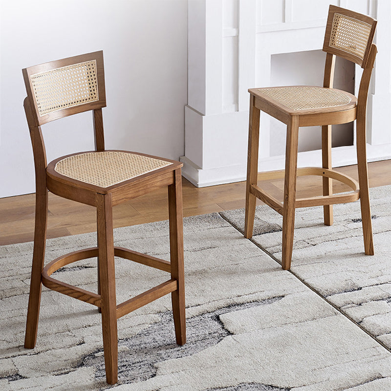 Solid Wood Living Room Barstool Contemporary Rattan Bar Stool