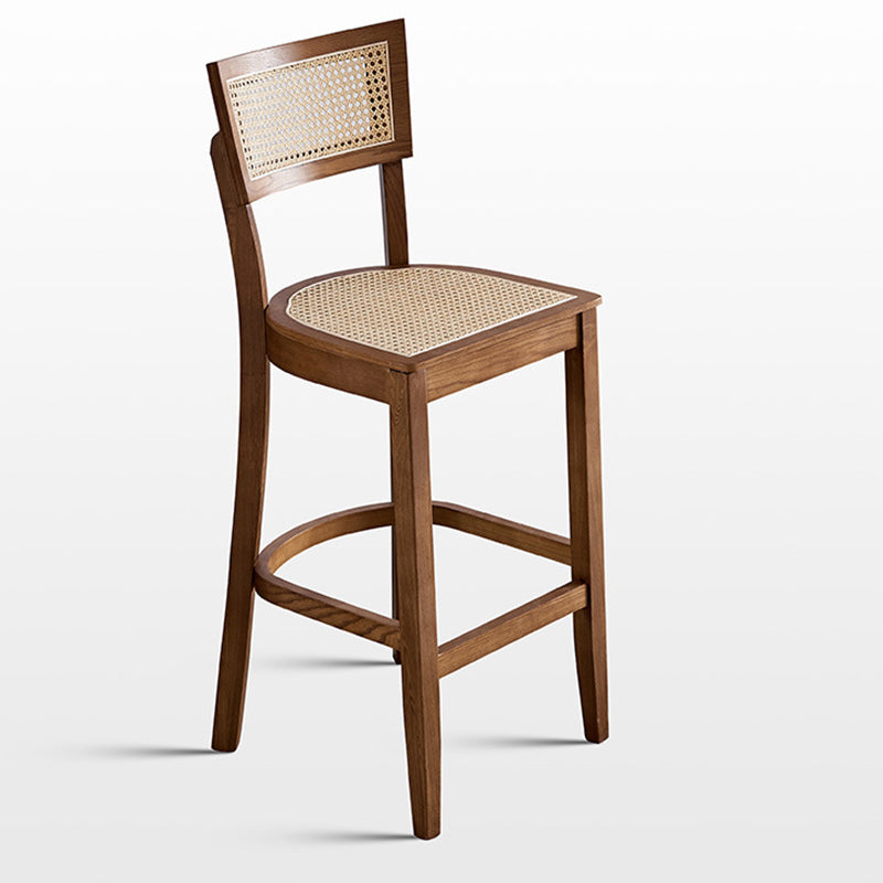 Solid Wood Living Room Barstool Contemporary Rattan Bar Stool
