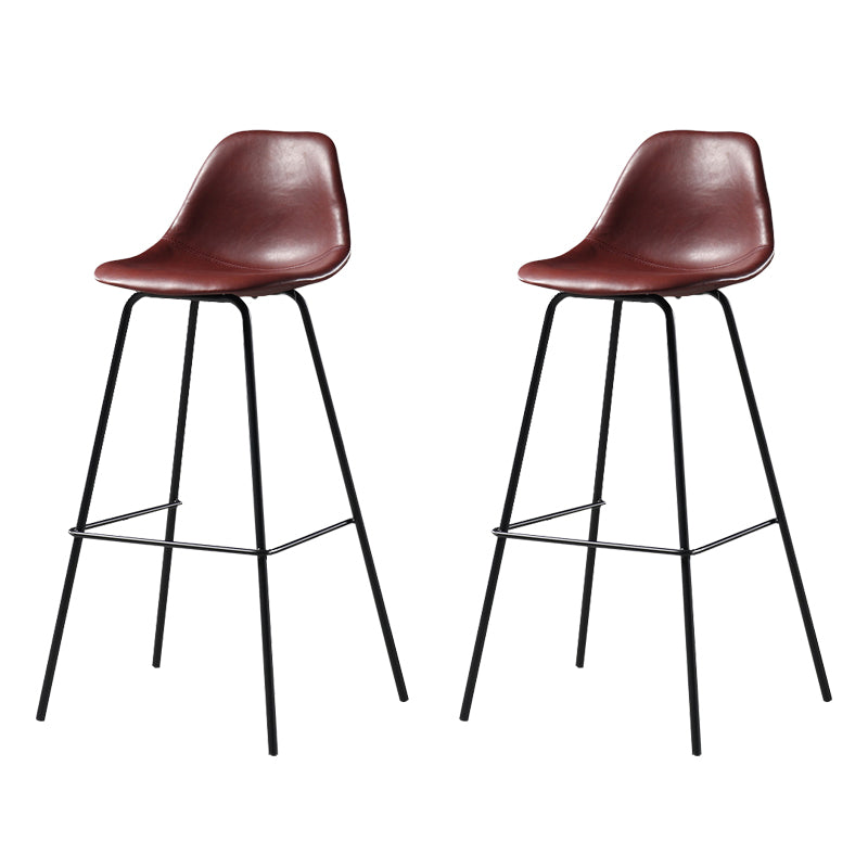 Leather Bar Stool Modern Low Back Counter Stool for Bristol with Metal Base