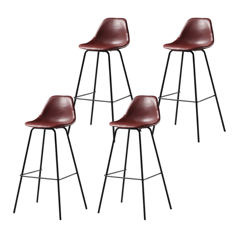 Leather Bar Stool Modern Low Back Counter Stool for Bristol with Metal Base