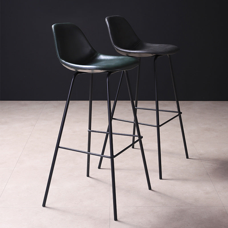 Leather Bar Stool Modern Low Back Counter Stool for Bristol with Metal Base