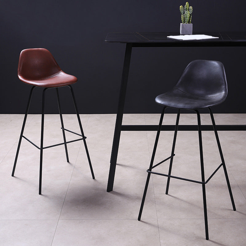 Leather Bar Stool Modern Low Back Counter Stool for Bristol with Metal Base