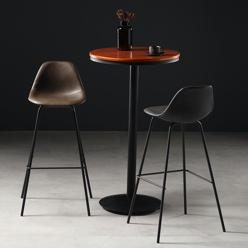 Leather Bar Stool Modern Low Back Counter Stool for Bristol with Metal Base
