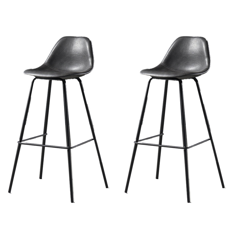 Leather Bar Stool Modern Low Back Counter Stool for Bristol with Metal Base