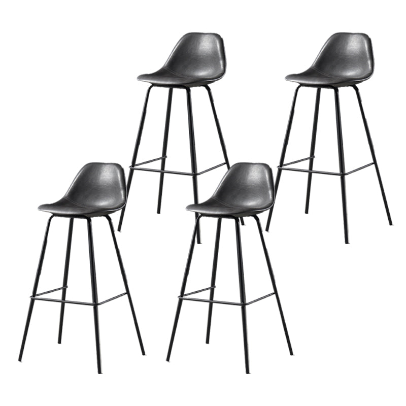 Leather Bar Stool Modern Low Back Counter Stool for Bristol with Metal Base