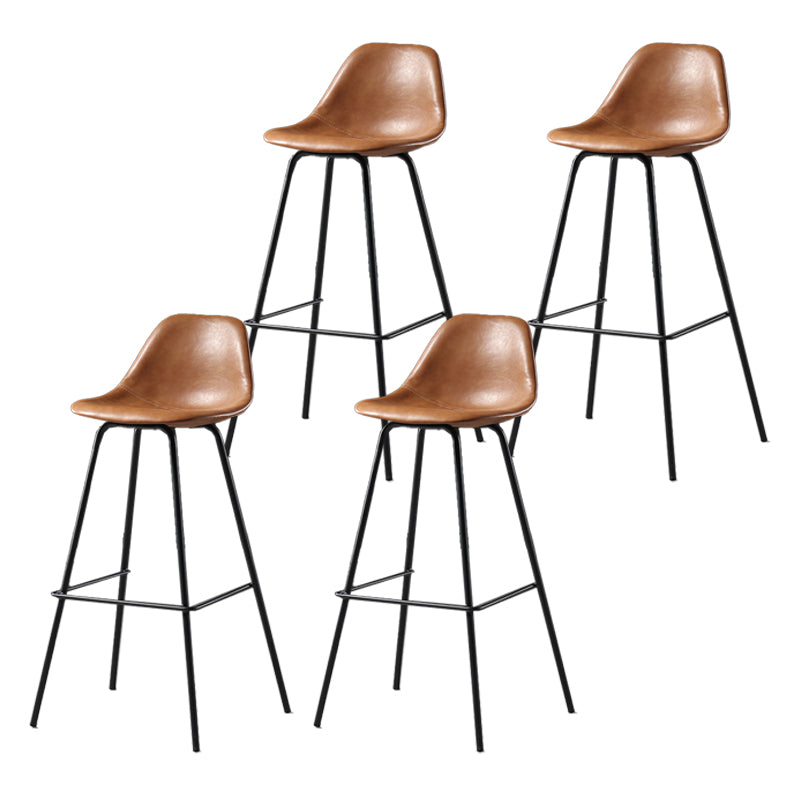 Leather Bar Stool Modern Low Back Counter Stool for Bristol with Metal Base