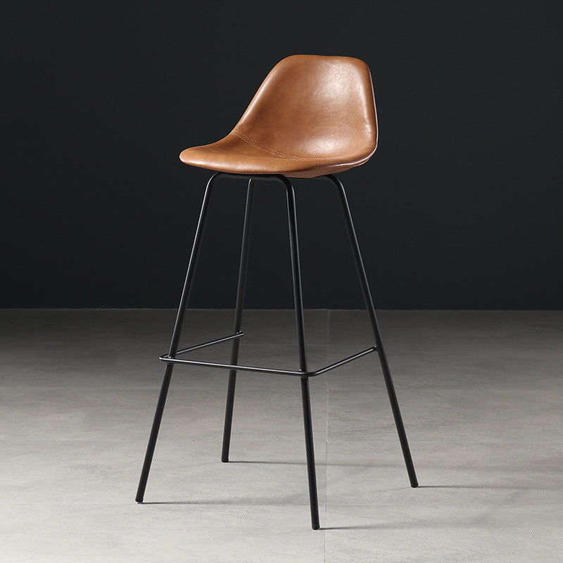 Leather Bar Stool Modern Low Back Counter Stool for Bristol with Metal Base
