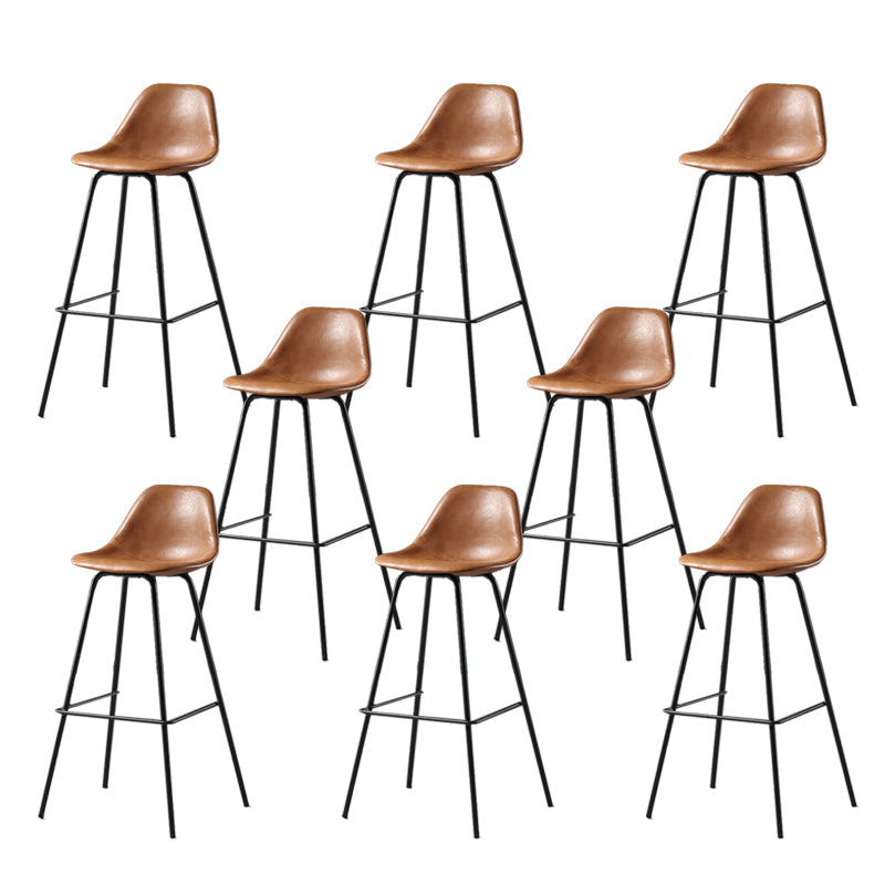 Leather Bar Stool Modern Low Back Counter Stool for Bristol with Metal Base