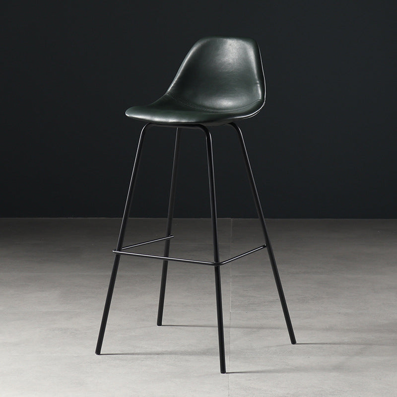 Leather Bar Stool Modern Low Back Counter Stool for Bristol with Metal Base