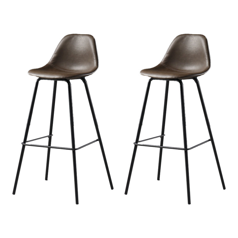 Leather Bar Stool Modern Low Back Counter Stool for Bristol with Metal Base