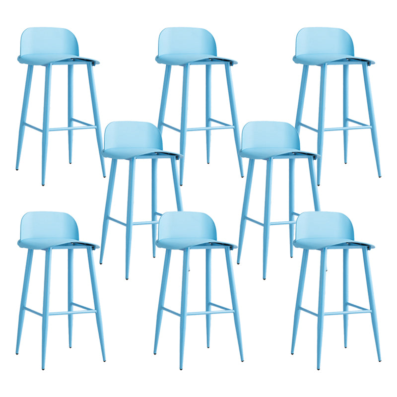Glam Living Room Bar Height Stool Plastic Bar Stool with Iron Legs