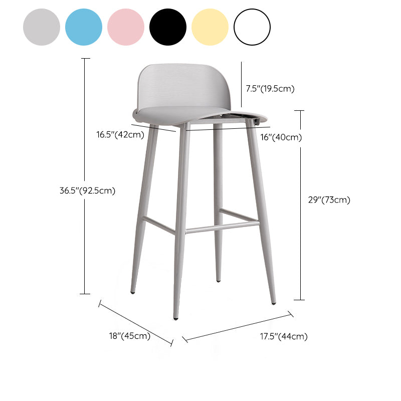 Glam Living Room Bar Height Stool Plastic Bar Stool with Iron Legs