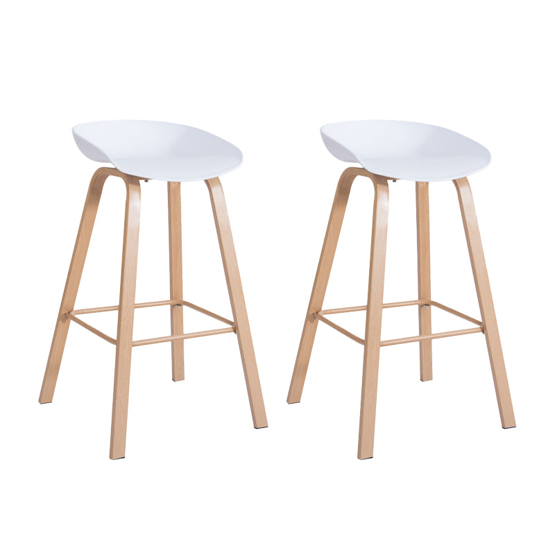 Scandinavian Bucket Armless Stool Plastic Bar Stool with Wood Legs