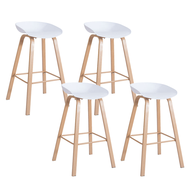 Scandinavian Bucket Armless Stool Plastic Bar Stool with Wood Legs