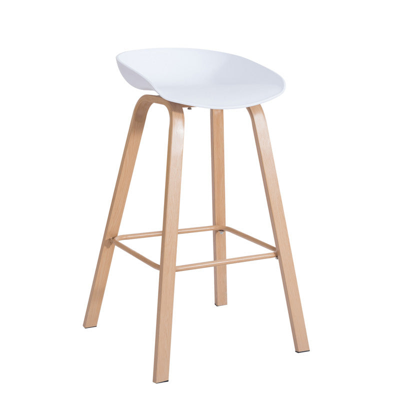 Scandinavian Bucket Armless Stool Plastic Bar Stool with Wood Legs