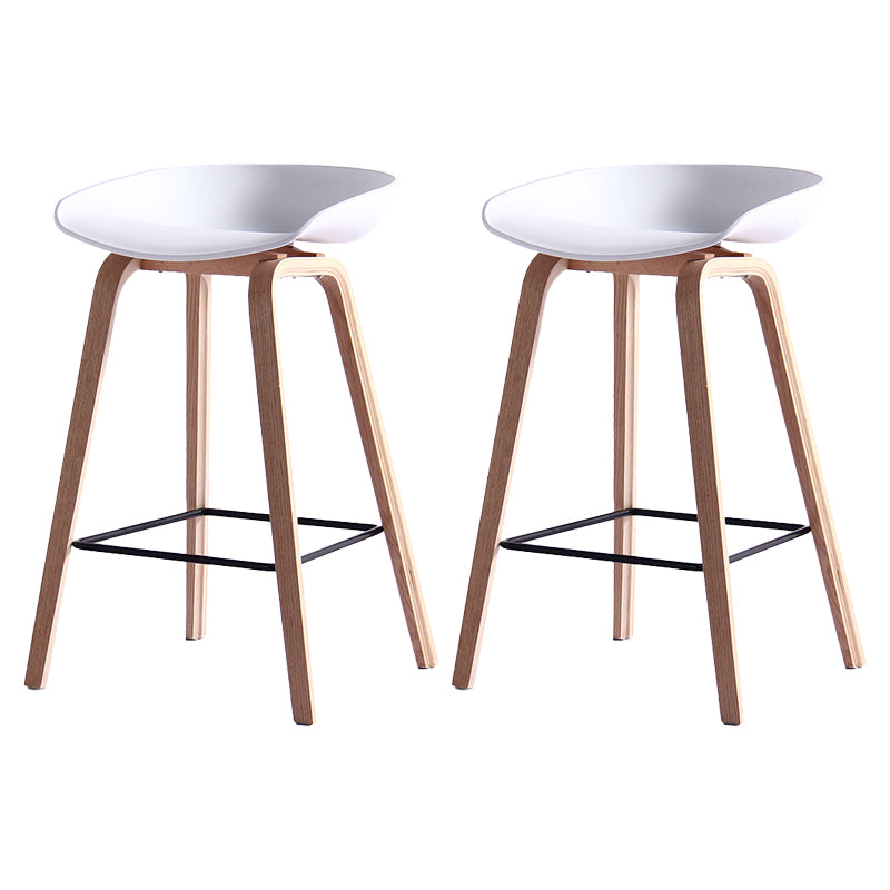 Scandinavian Solid Wood Legs Bar Stool Plastic Armless Bar Stool