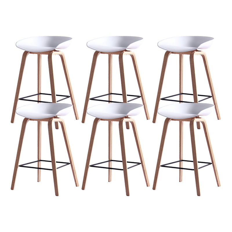 Scandinavian Solid Wood Legs Bar Stool Plastic Armless Bar Stool