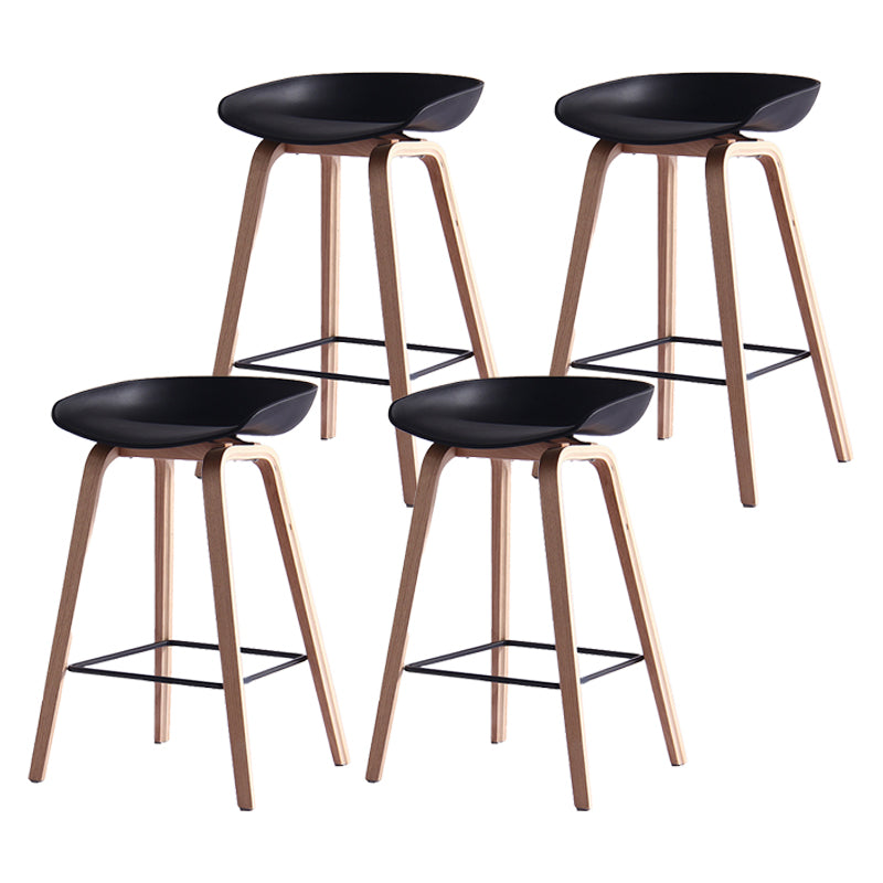 Scandinavian Solid Wood Legs Bar Stool Plastic Armless Bar Stool